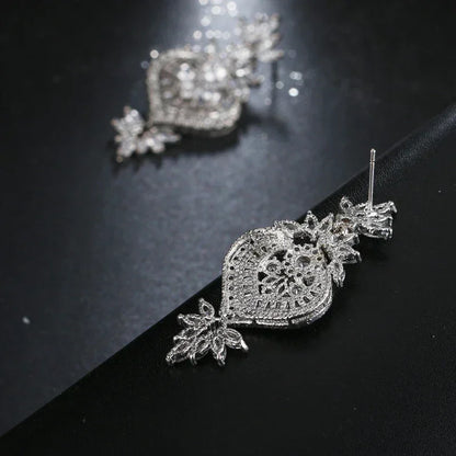 Luxury Floral CZ Drop Earrings – Elegant Statement Jewelry - Femstylo