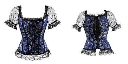 Fashion Princess Style Women Lingerie Bodyshaper Bridal Corset Bustier Tops For Women Short-Sleeve Lace Up Corselet Plus Size