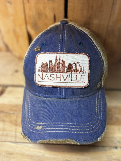Nashville Skyline-distressed Trucker Hat