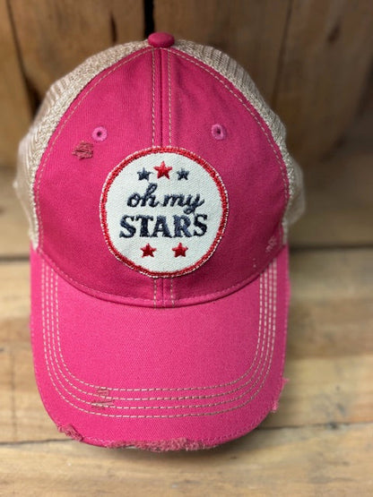 Oh My Stars-distressed Trucker Hat