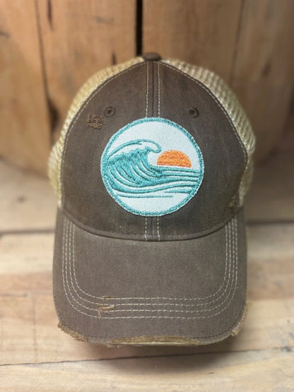 Sunset Swell -distressed Trucker Hat