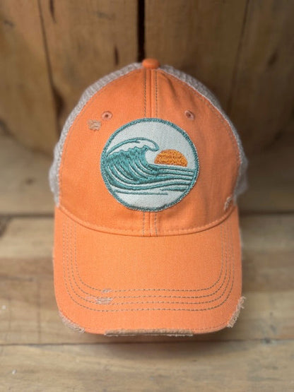 Sunset Swell -distressed Trucker Hat