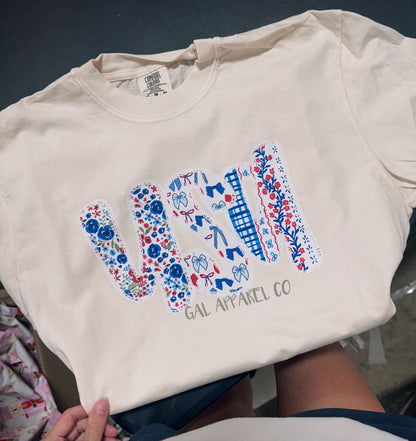 USA faux lace 4th if july tee or sweatshirt