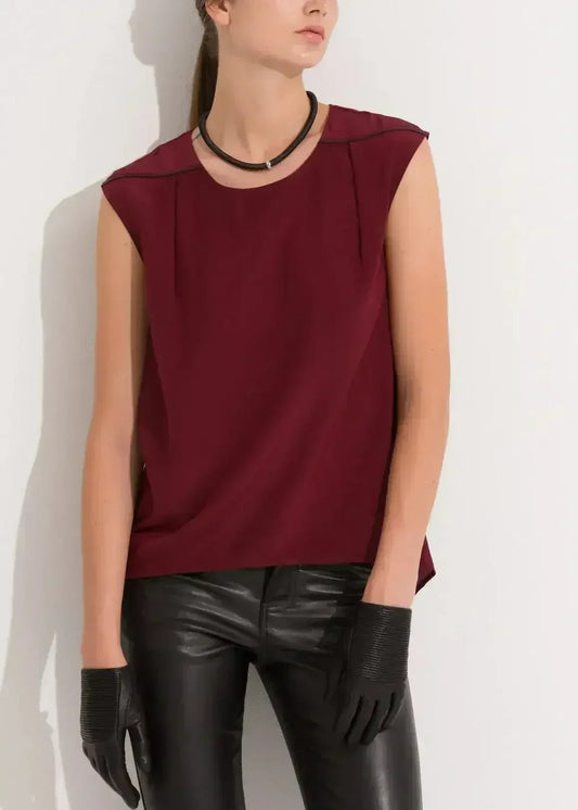 Women's Sleeveless Round Neck Hi Lo Top