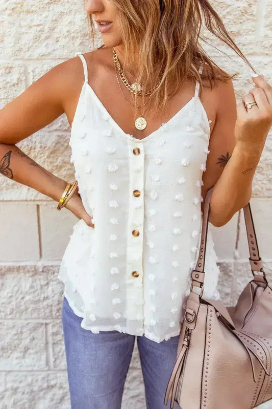 Swiss Dot Spaghetti Strap Tank Top – Cute & Flowy Summer Top