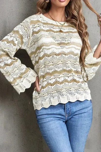 Wavy Stripe Crochet Sweater
