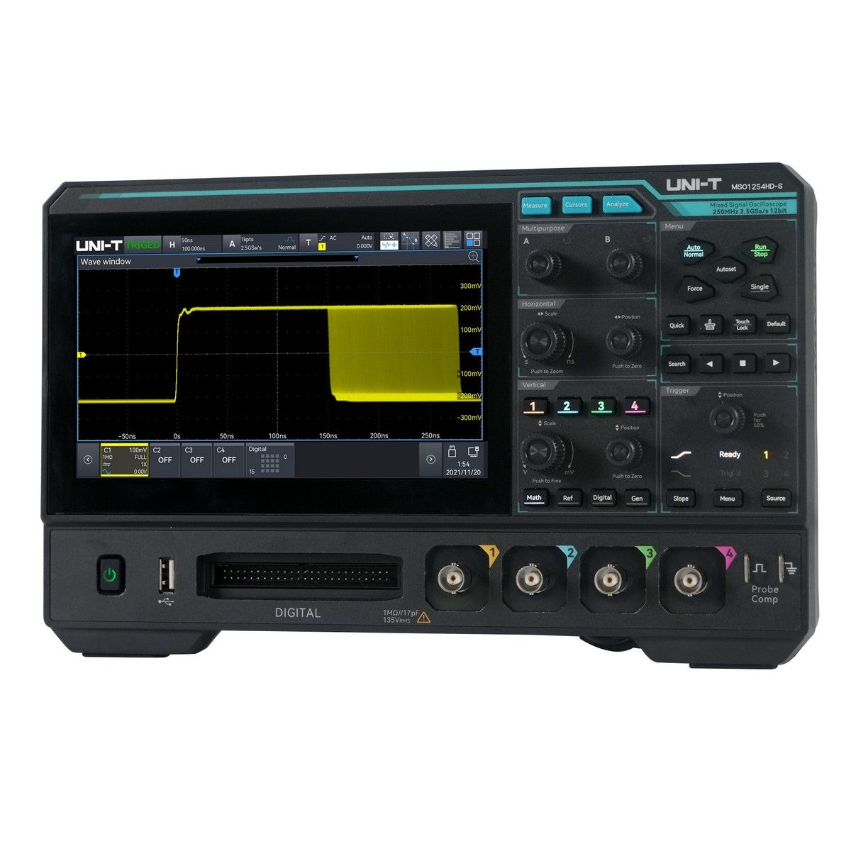 MSO1254HD 250 MHz 4Ch 12-Bit Mixed Signal Oscilloscope