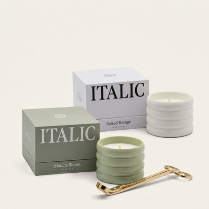 Soy Wax Ceramic Candle & Wick Trimmer Set