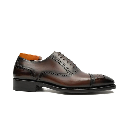 Men's Goodyear Welted Brogue Oxford Shoes Brown