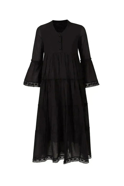 MIKA Black Maxi Dress | Boho Peasant Style | Femstylo