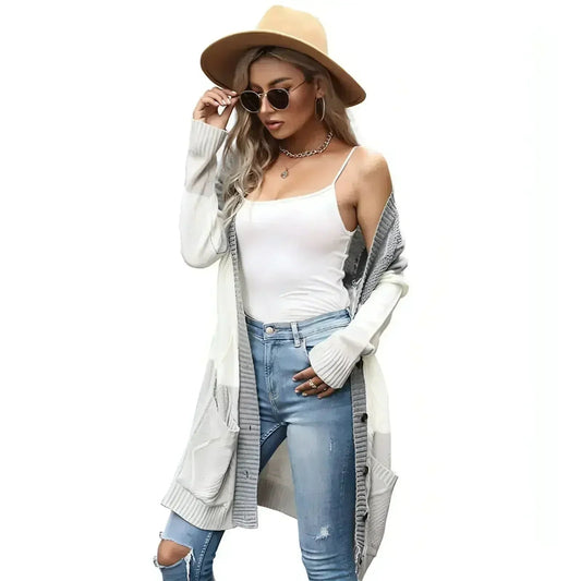 Women’s Cardigan Sweater Coat - Button Front Long Knit - Winter Chic