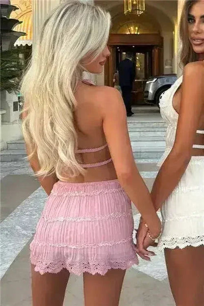 Women's Spring And Summer Backless Pleated Stripe Fabric Personalized