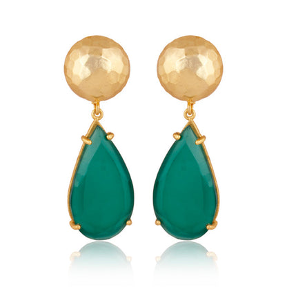 Ocean Tide Drop Earrings - Green Onyx