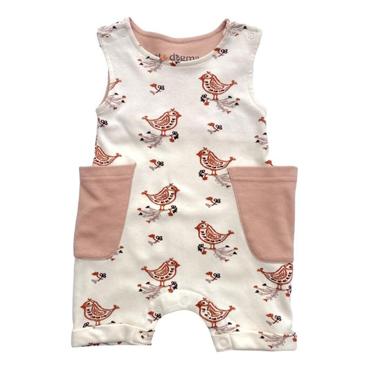 GOTS Certified Organic Cotton Sleeveless Romper - Celadon Quail