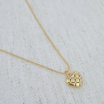 Quilted Luxe Heart Charm Necklace