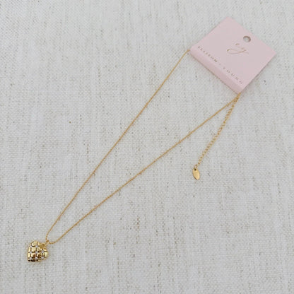 Quilted Luxe Heart Charm Necklace