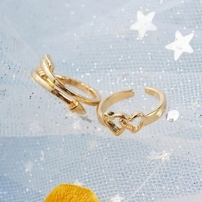 12pcs Adjustable Toe Rings For Women Girls Simple Beach Open Toe Set Cute Heart Feather Summer Toe Foot Jewelry
