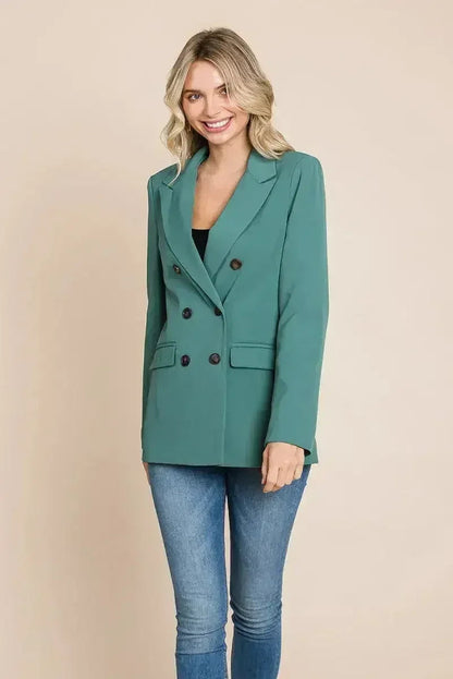 Double Breasted Lapel Collar Jacket Blazer