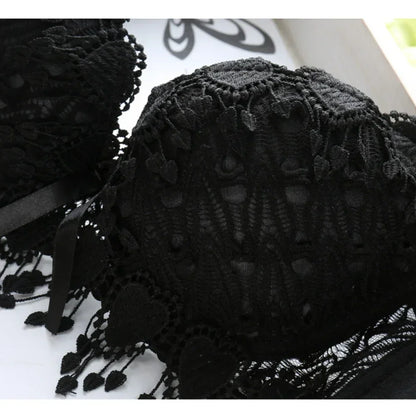 Women Lace Bra Sets Flower Printed Underwear Suit Sexy Lady Ultra-Thin Lingerie Comfortable Push Up Brassiere Outfit