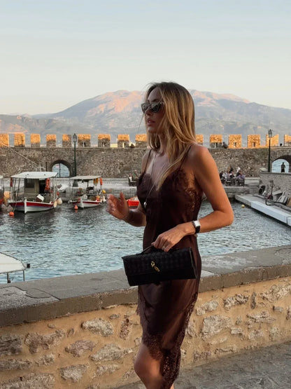 Women’s Asymmetrical Sling Dress - V-Neck Party Wear Spring 2025