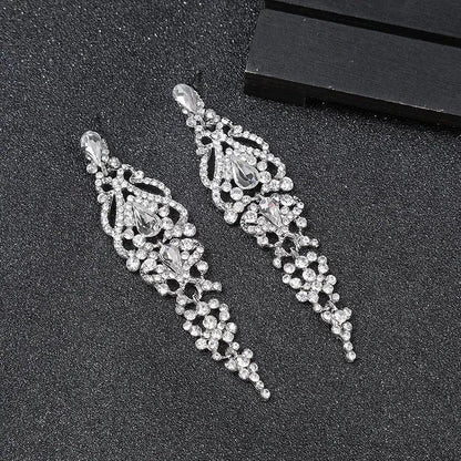 Trend Crystal Drop Earrings – Elegant Long Dangle For Bridal | Femstylo