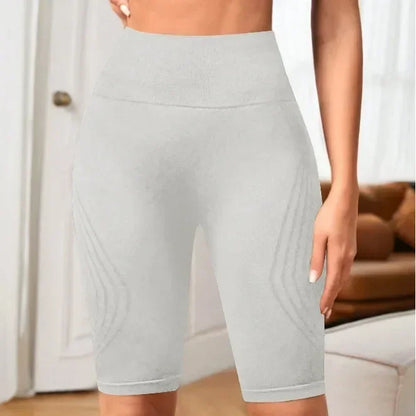 Women‘s Seamless Yoga Shorts High Waisted Striped Slim Shorts Sexy Butt Lifting Gym Trainning High Elastic Five Point Pants