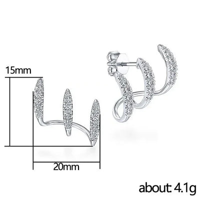 925 Sterling Silver Claws Stud Earrings with Crystal Gold Earring AAA Stone Modern Design Fashion Accessories Women 2025 Jewelry