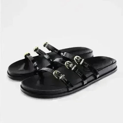 Designer Chic Flat Sandals - Animal Print & Comfort | Femstylo