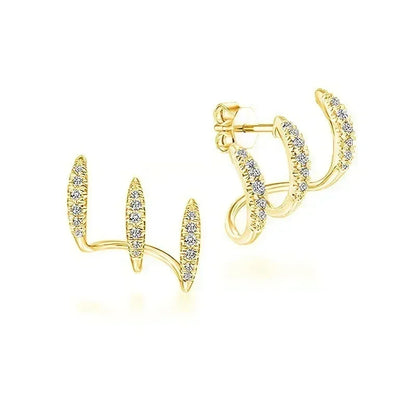 925 Sterling Silver Claws Stud Earrings with Crystal Gold Earring AAA Stone Modern Design Fashion Accessories Women 2025 Jewelry