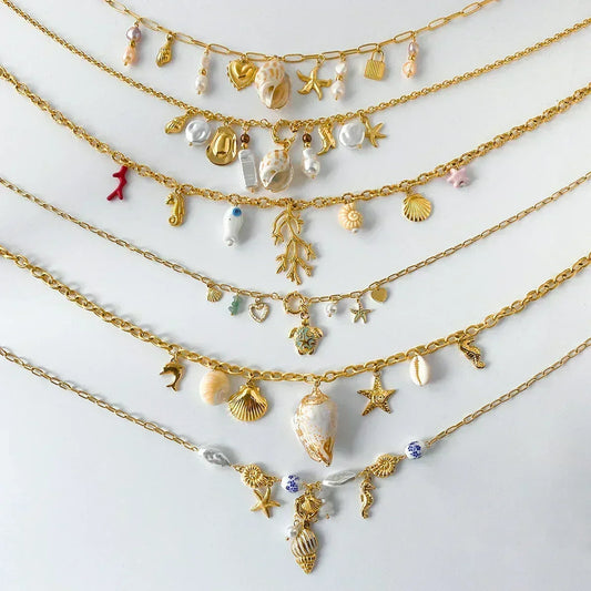 Zora Conch Charm Necklace | Bohemian Beach Jewelry -femstylo