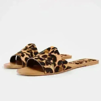 Designer Chic Flat Sandals - Animal Print & Comfort | Femstylo