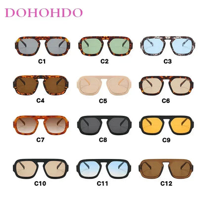DOHOHDO 2025 Fashion Square Sunglasses Women New Retro Black Brown Thick Frame Pilot Sun Glasses Woman Chic Polygon Shades UV400