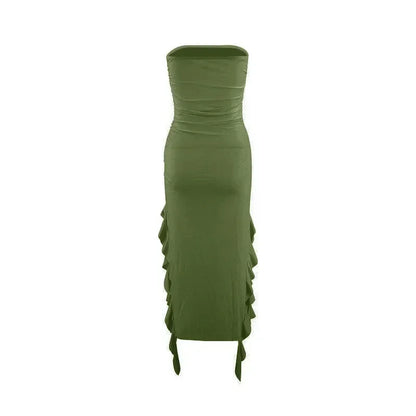 BWQ Long Dresses For Women Slit Sexy Bodycon Sleeveless Jellyfish Dress Hot Girls Fashion Off The Shoulders Maxi Dress Woman