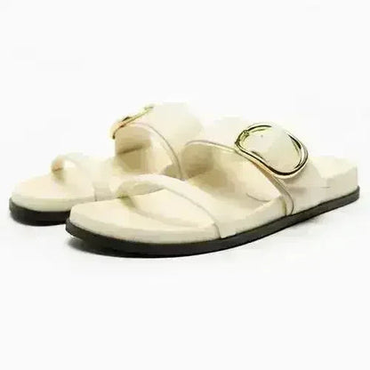 Designer Chic Flat Sandals - Animal Print & Comfort | Femstylo