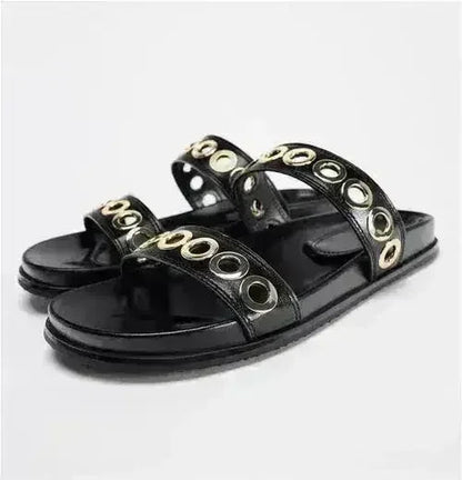 Designer Chic Flat Sandals - Animal Print & Comfort | Femstylo
