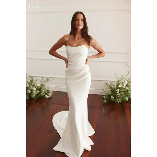 Maternity Mermaid Wedding Dress | Silk Satin Gown -femstylo