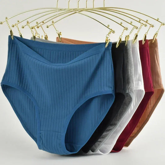 Soft High Waist Cotton Panties Underwear For Women Breathable Plus Size Woman Briefs Female Lingerie Underpants Panty Striped