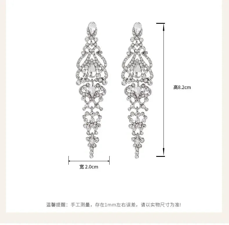 Trend Crystal Drop Earrings – Elegant Long Dangle For Bridal | Femstylo
