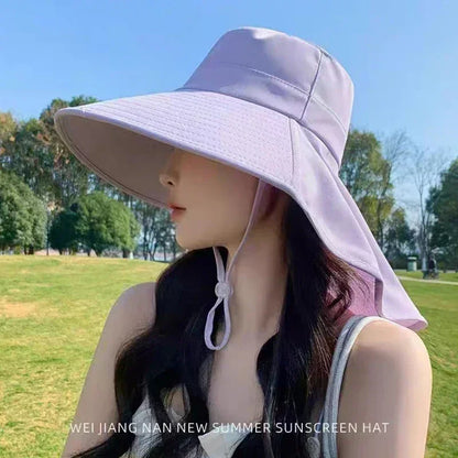 New summer ponytail hat with large brim sun visor women's neck protection fisherman's hat outdoor hat