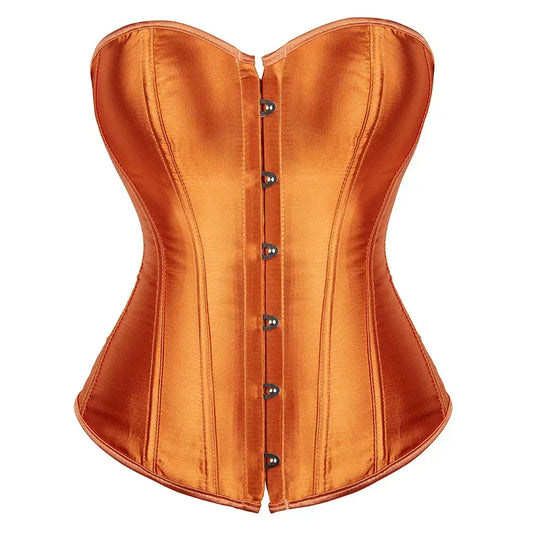 Formvana Satin Overbust Corset Simple Vintage Elegant Bustier Plastic Boned Waist Cincher Shapewear Gothic Sexy Korset Plus Size