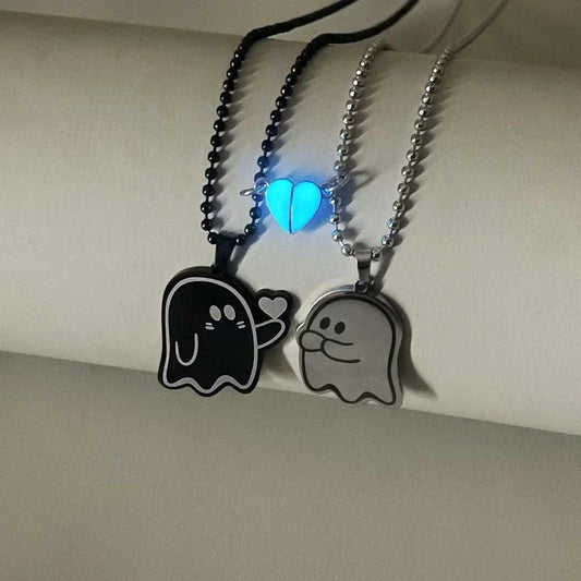 Luminous heart stainless steel simple person to send love couple necklace