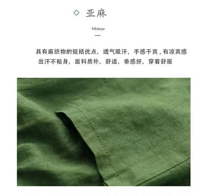 Cotton Linen Vintage High-Waist Elastic New Style Tie-Belt Embroidered Hollow Casual Straight Shorts