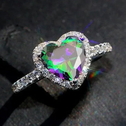 2025 New European and American Peach Heart Ring Women's Personalized Love Shaped Zircon Inlaid Diamond Fashion Jewelry Wholesale
