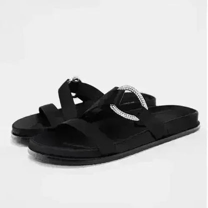 Designer Chic Flat Sandals - Animal Print & Comfort | Femstylo