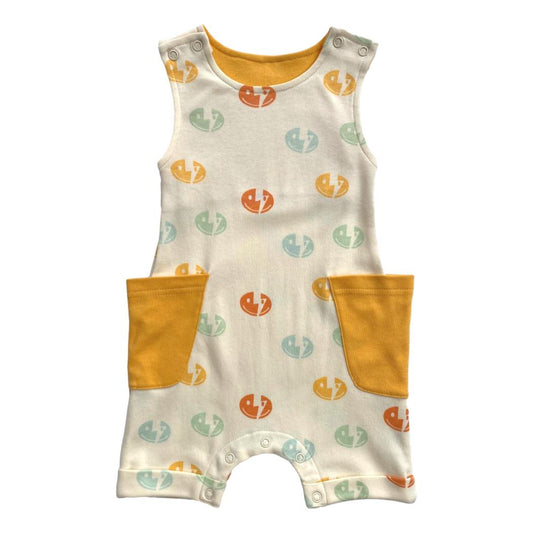 GOTS Certified Organic Cotton Sleeveless Romper - Smiley Bolts