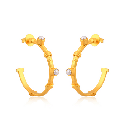 Sparkling Shore Hoop Earrings - Pearl
