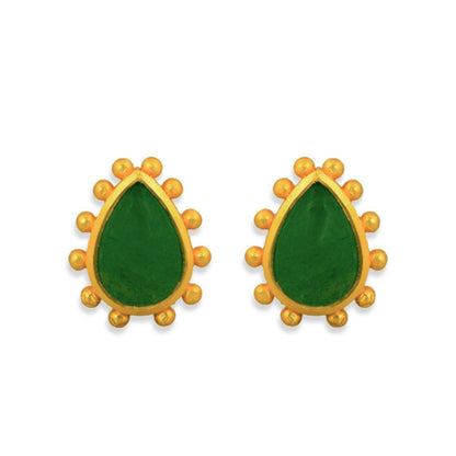 Starburst Stud Earrings - Green Strawberry Quartz