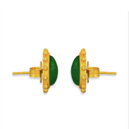 Starburst Stud Earrings - Green Strawberry Quartz