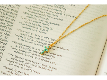 Dainty Turquoise Cross Necklace