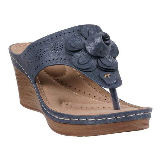 Women's Willa Blue Floral Wedge Sandals